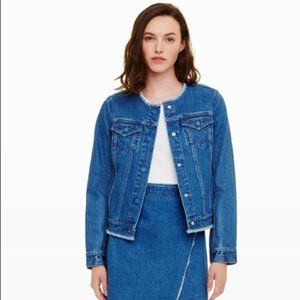 Club Monaco collarless denim jacket